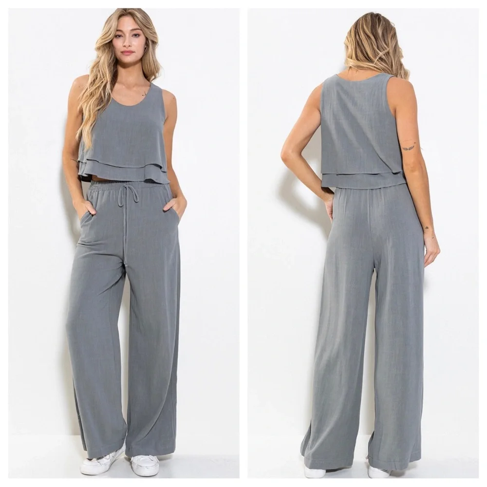 29 Linen Sleeveless Top and Pants Set - Picture 3 of 7